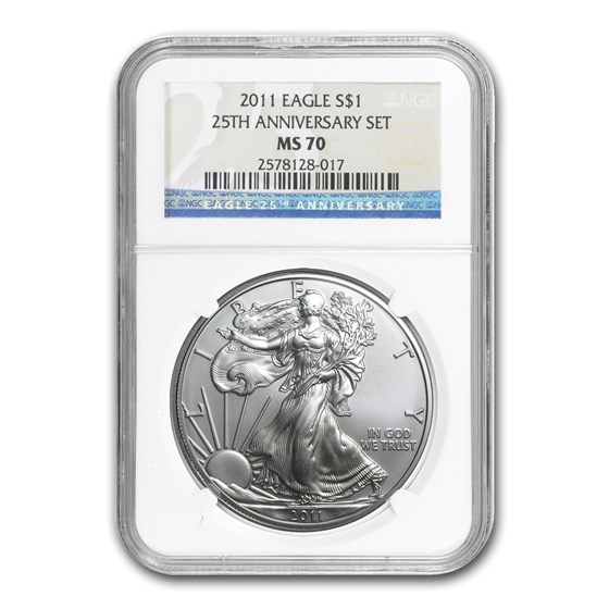 2011 Silver American Eagle MS-70 NGC (25th Anniv) 2011 Silver American Eagle MS-70 NGC (25th Anniv)